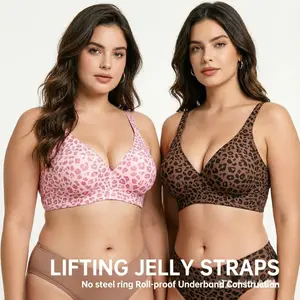 AIbart 2-pack Women Jelly Bras Wirefree Full Coverage No Underwire Everyday Bras Comfortable Wireless Padded Tshirt Bra