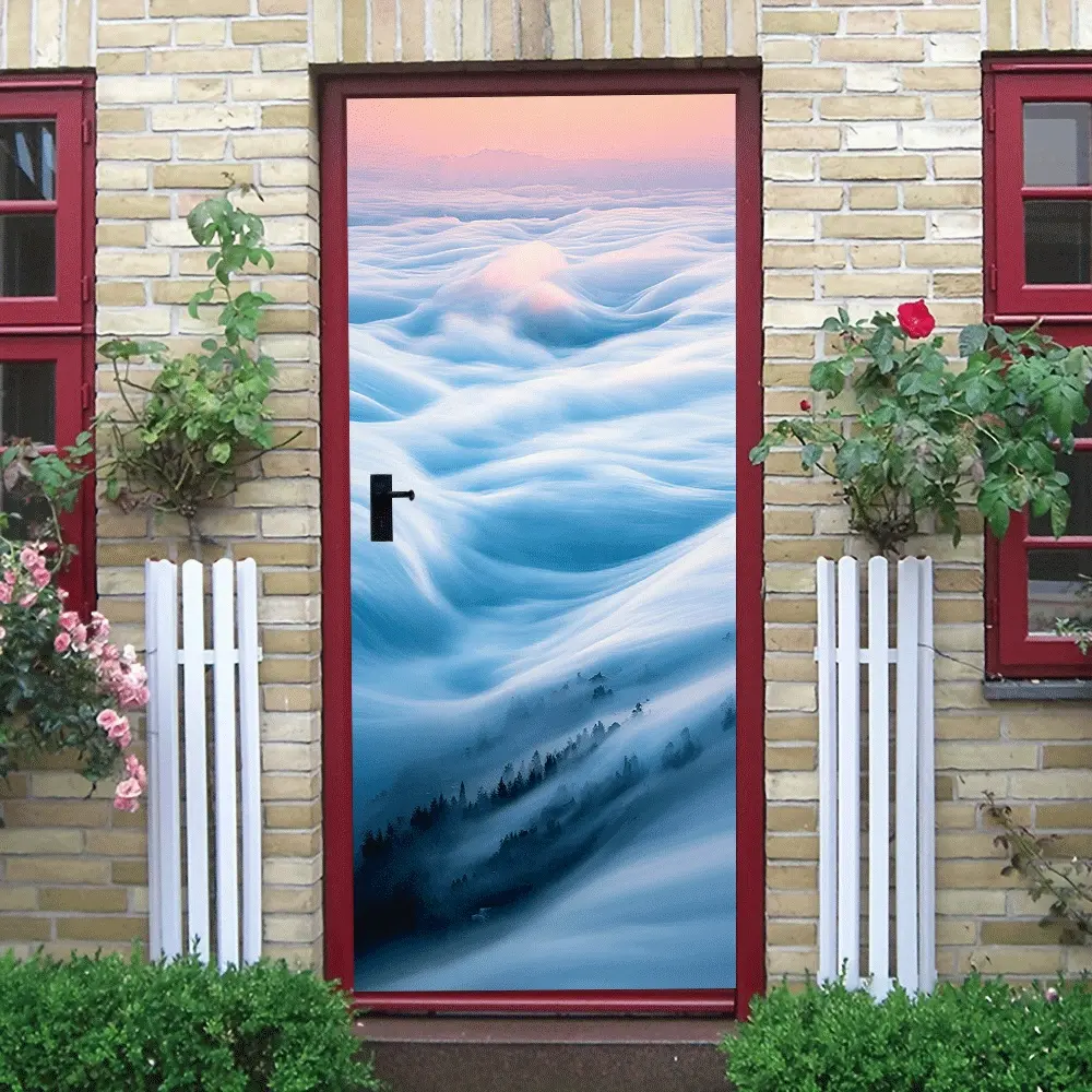 Dreamy Sea of Clouds Sunrise Mountain Landscape Wall Stickers Living Room BedroomWall Decor Self-Adhesive Removable Home Art Decals Modern Simple Nature Scenery Mural Stickers Women's clothing