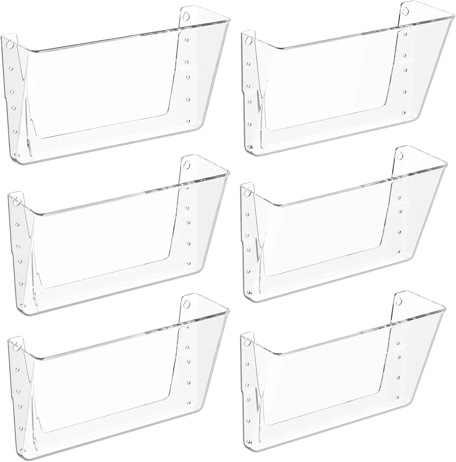 MaxGear Clear Acrylic Single Pocket, 6 Pack Acrylic Wall File Organizer, Clear Wall Mounted File Holder, Mail Organizer for Home, Office and School, 13x4x7 inches