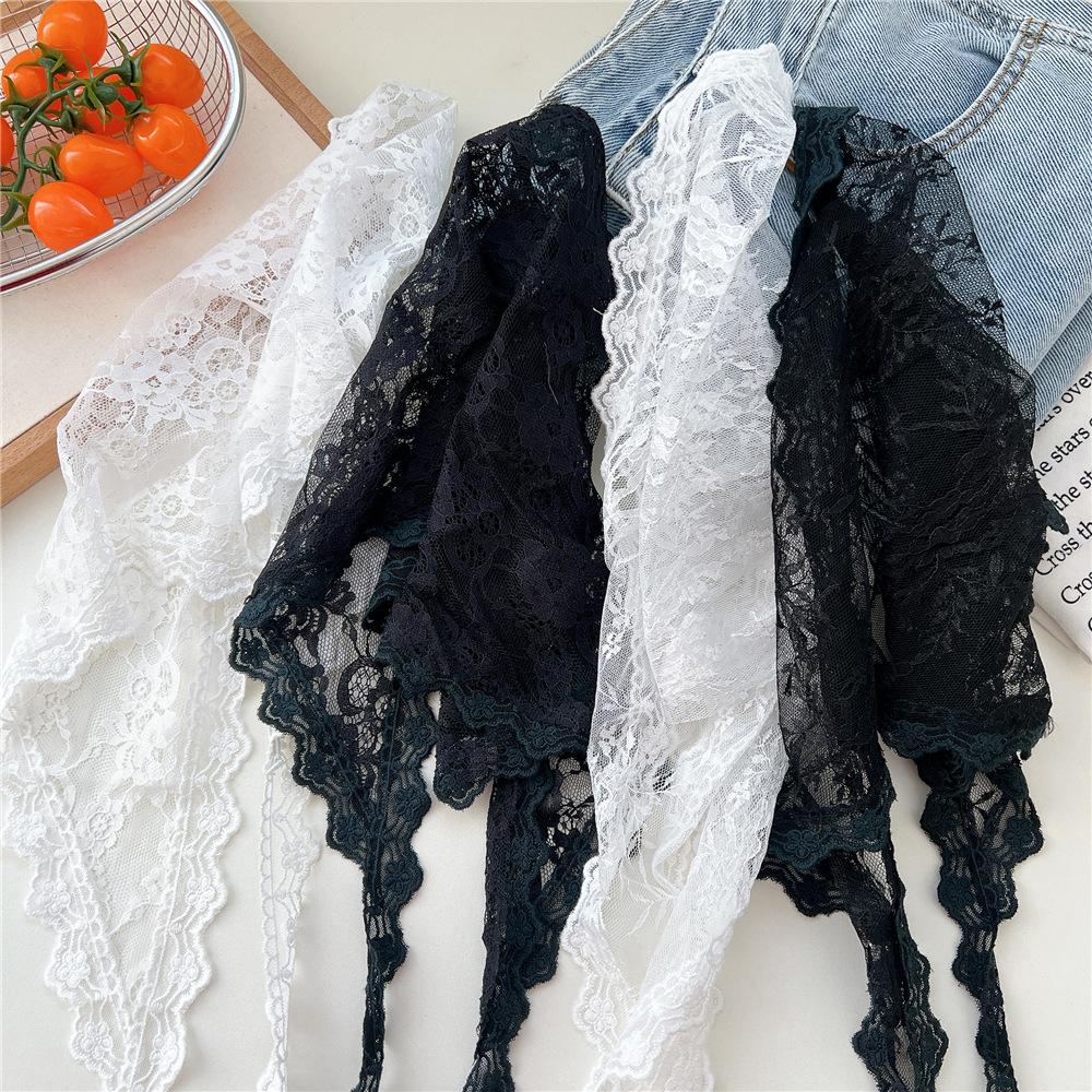 2025 HOT SALE! Y2K Women Lace Tulle Bandage Skirt Stacked Lace Half Skirt Layering Small Butt Curtain Flower Triangle Hair Scarf