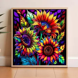 5D DIY Diamond Art Painting Kit, Crafts, Colorful Sunflower Mosaic Canvas Art, Home Wall Decor Gift for Birthday, Anniversary