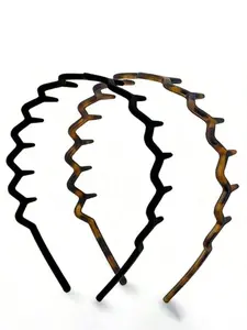 Women's 2-Pack Non-Slip Zigzag Headbands, Chic Headbands, Combed Tooth Design for Sleek Back Hairstyles, Comfortable Tortoise & Fashion Accessory