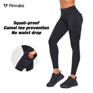 FIRMABS Cargo Fitness Leggings for Women, High Waisted Gym Wear with side pockets