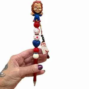 Chucky Figure Pen handmade with beads and charms. One of a kind