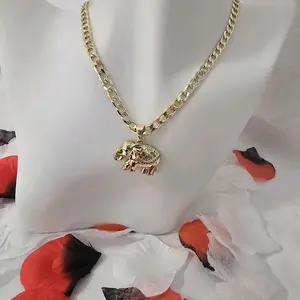 Elegant 20-inch Cuban Link Chain with Horseshoe and Horse Pendant - 14 Karat Gold Plated, 20 Inch Chain