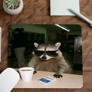 Funny Gangster Bear Design Square, Aesthetic Desktop Decorative Protective Pad, Rubber Anti-slip Lockedge Work Pad, Small Size Suitable for Laptop, Desktop Computer Games, Work, Family, Non Slip Mousepad