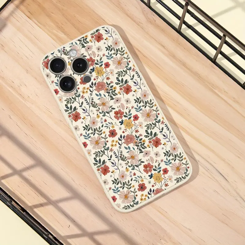 Floral Pattern Phone Case, Anti-fall Phone Protector Cover, Shockproof Durable Phone Protective Case Compatible with iPhone 16 15 14 13 12 11 Series, Flower