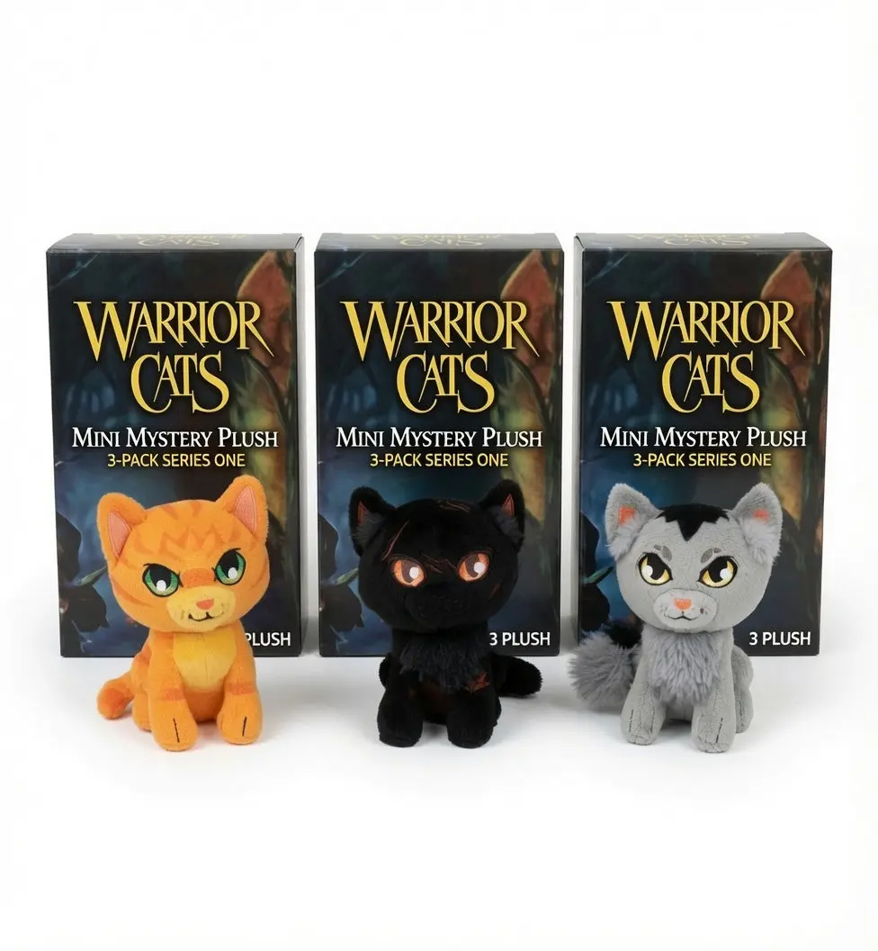 Bonkers Toys Warrior Cats Official Mini Mystery Plush 3-Pack Bundle, Includes 3 Series 1 Blind Boxes