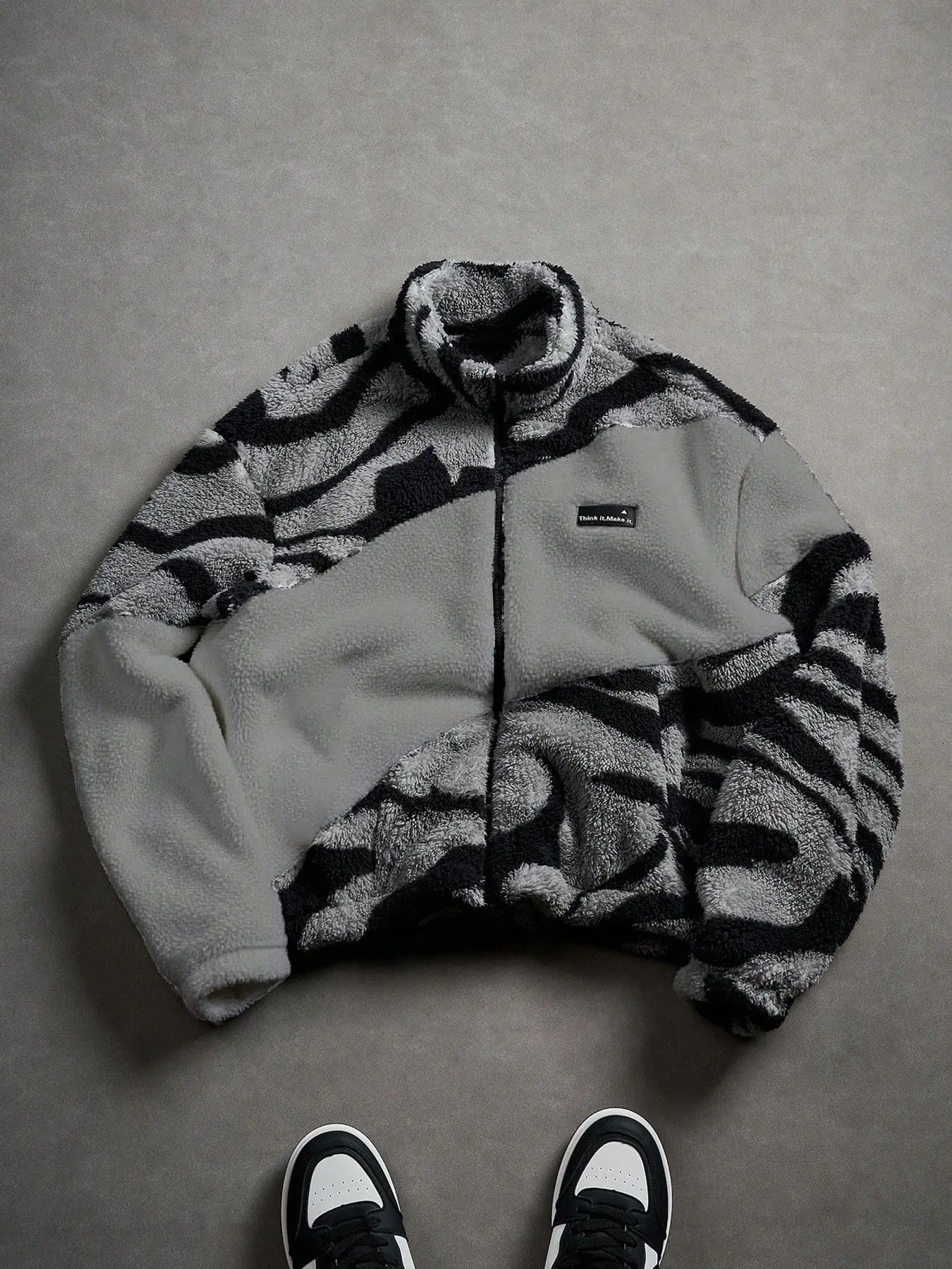Men's Zipper Letter Graphic Windbreaker Jacket, Outdoor Parka Coat, Winter Jacket, Casual Streetwear, Fall & Winter Fashion
