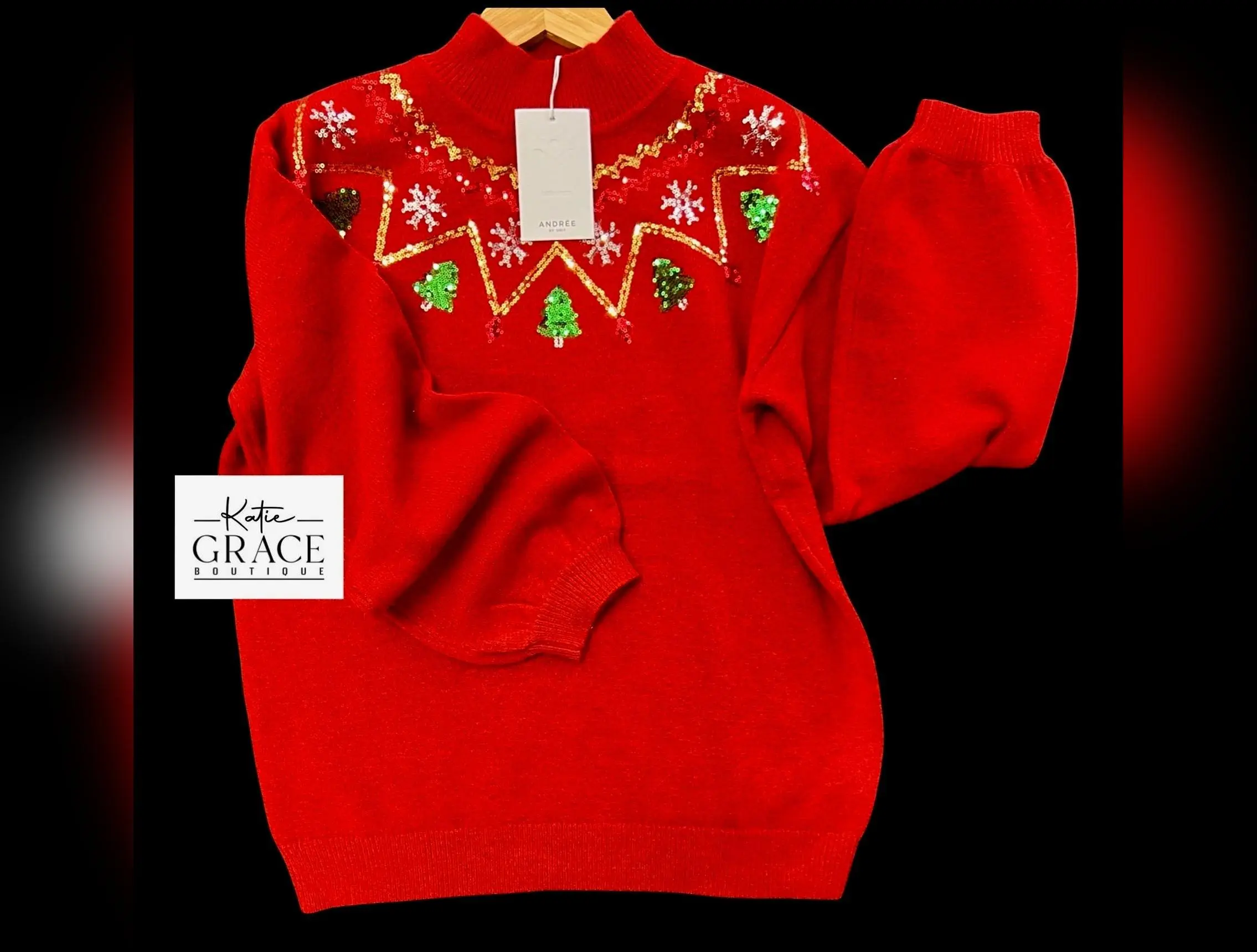 “Holly" Sequined Christmas Sweateri