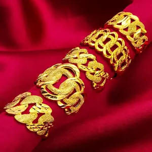 ANIID Ethiopia Dubai Gold Color Arab Rings Resizable For Women Wedding Jewelry African Party Gift Nigerian Jewellery