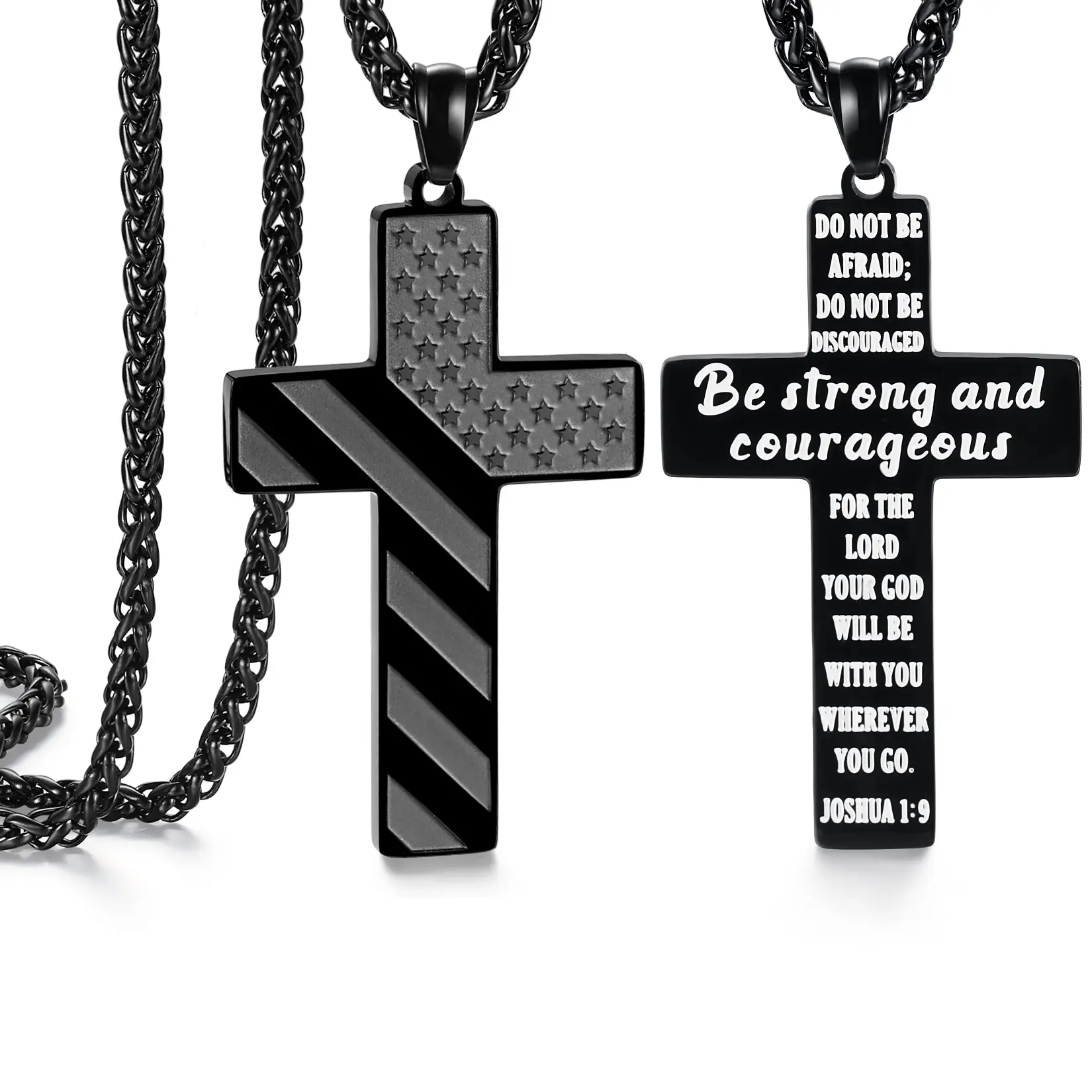 SAM & LORI Patriotic American Theme Statement Religious Inspirational Faith-Inspired Graphic Necklace for Men - Confirmation Gifts for Teenagers, Graduation Stocking Stuffer, Statement Religious Necklace