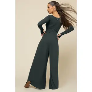 Go With The Flow Long Sleeve Jumpsuit - Deep Forest