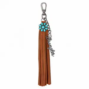 Wrangler Turquoise Fringe Suede Bag Charm