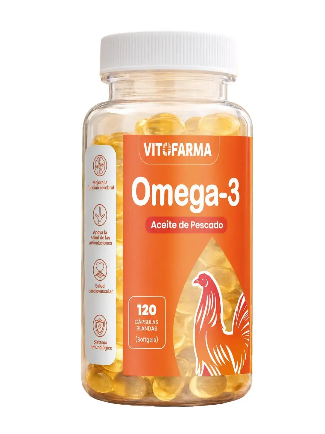 Vitofarma Omega 3 Fish Oil for Poultry | Nutritional Supplement | 120 Softgels