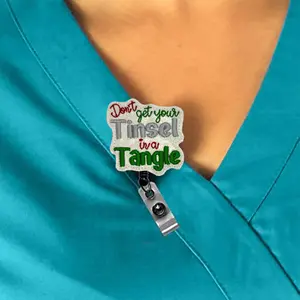 Don't Get Your Tinsel In A Tangle Interchangeable Feltie Badge Reel