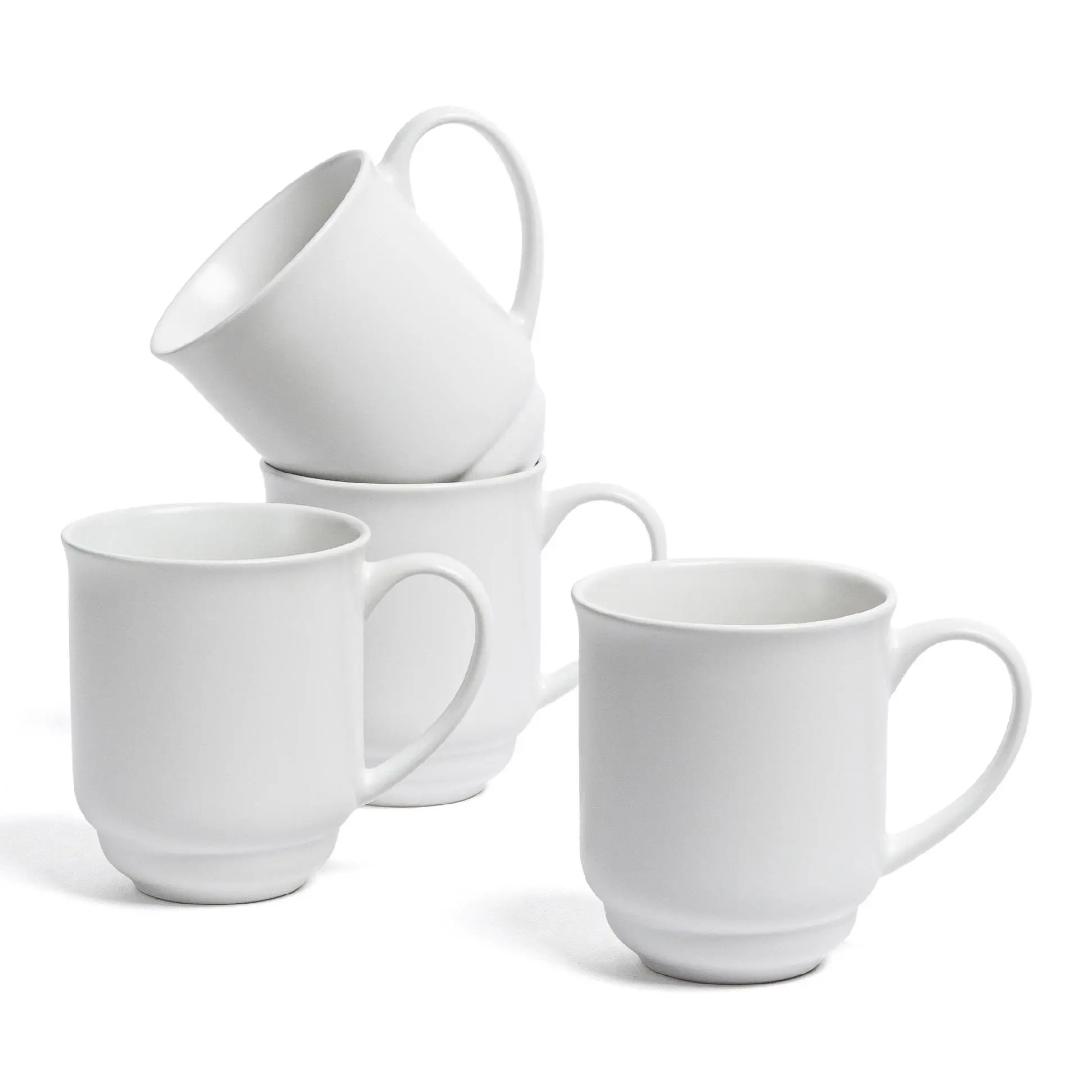over&back Rimmed 16oz Semi-Matte Stoneware Mugs, Set of 4