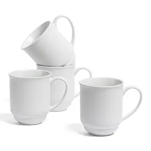 over&back Rimmed 16oz Semi-Matte Stoneware Mugs, Set of 4