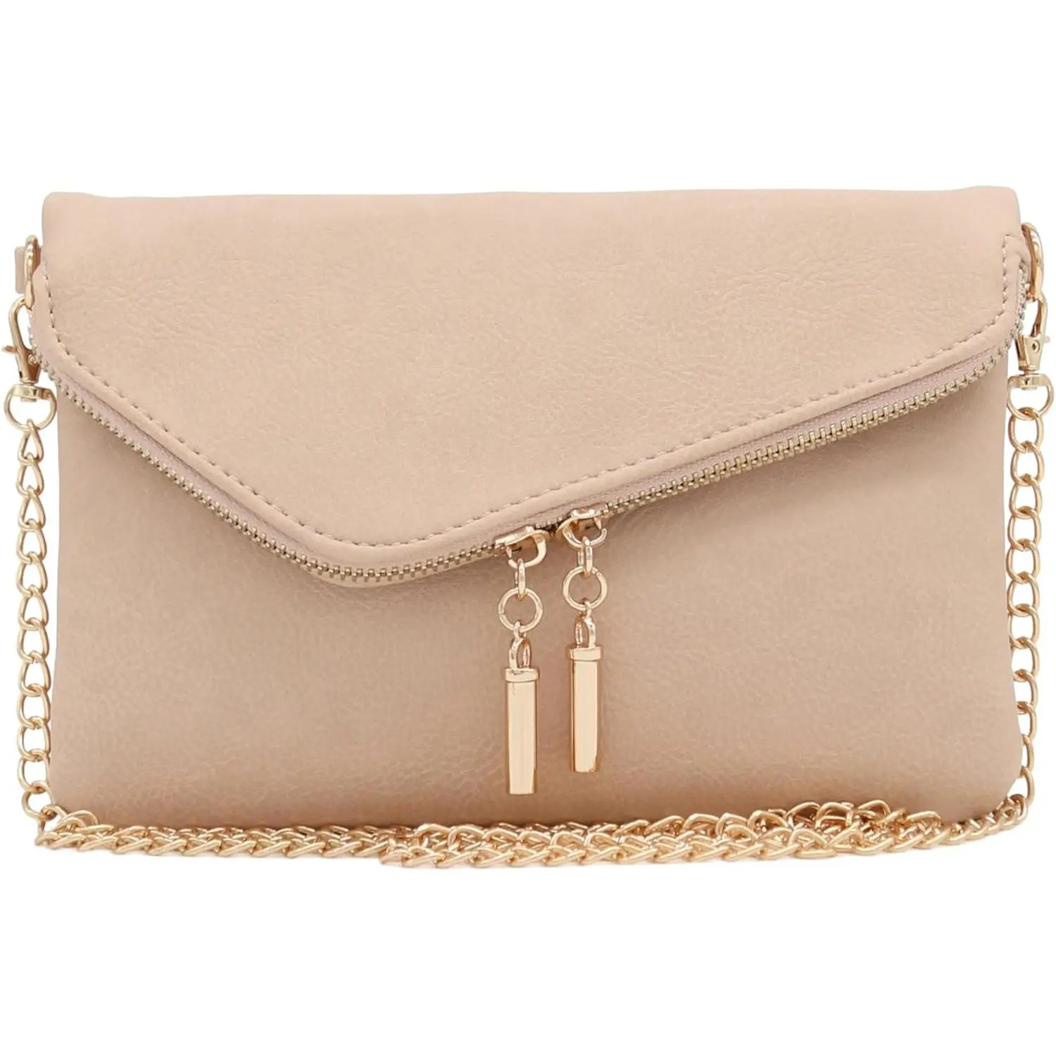 Women's Minimalist Envelope Clutch, Elegant Evening Bag with Removable Chain Strap, Convertible to Crossbody or Wristlet, Charcoal Grey & Black, Elegant Envelope Design