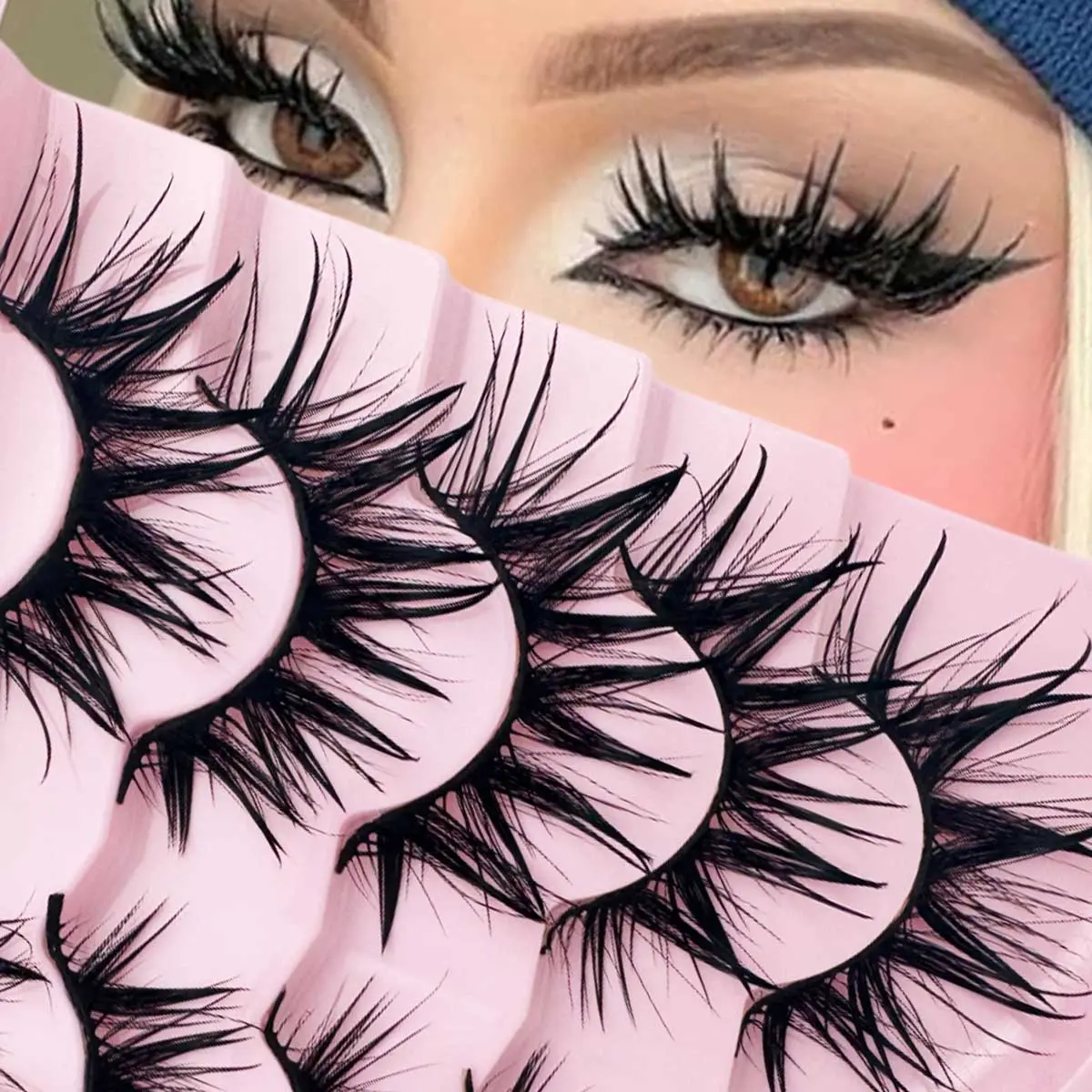 5 Pairs Fashionable Wet Look False Eyelashes, Cosmetic Eyelashes, Beautiful, Unique, Eye-Catching,Suitable for daily wear, vacation, Halloween, Christmas, and New Year's celebrations eyelash makeup