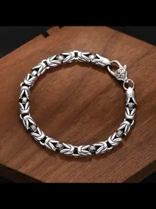 New Fashion Versatile Peace Pattern Bracelet for Men, Vintage High-End Style, Casual Copper Hand Chain, All Seasons Jewelry