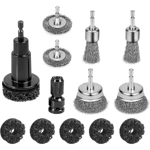 Wheel Hub Cleaning Tool, Brake Rotor Resurfacing Kit - 5 Pads & Coarse Carbon Steel Crimping Wire Wheel Brush, Rust Removal Tool for Car Repair