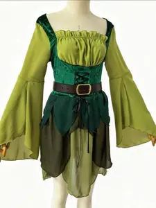 Women's Fairy Medieval Theme Wizard of Oz Magic Dress Halloween Role Play Cosplay Costume Outfit, Fitted Regular Length, All Seasons, Fs-Cam