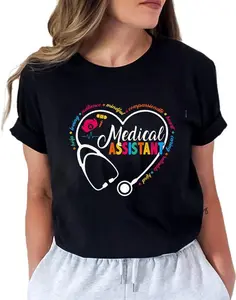 100% Cotton Heart Stethoscope Medical Assistant Shirts Funny Nurse T-Shirt