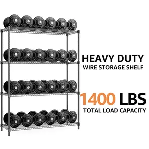 M MZG 4-Tier Storage Shelves Wire Shelving Heavy Duty Metal Storage Unit Adjustable Garage Rack Pantry Kitchen Black Chrome 15.8" D x 45.3" W x 59.4" H NSF Certified Eco Friendly
