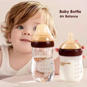 4Oz And 8Oz High Borosilicate Glass Baby Bottles, Wide-Neck Feeding Bottles with a Bottom Air Balance Hole/Valve, an Ideal Gift for Newborns