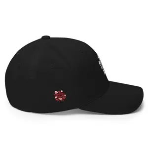 Konkrete Roses Embroidered Baseball Cap - Black with Red Floral Design and Text