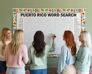 Puerto Rico Word Search, Giant Crossword Puzzle, Large Word Find, Gathering Activity Poster