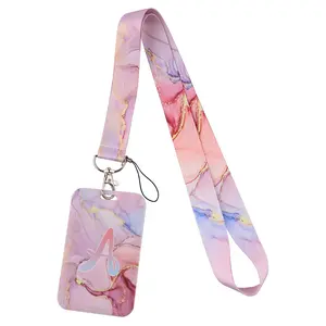 Pink Marble Pattern Neck Strap Women Men Lanyards Keychain Wrist Lanyard Badge Holder USB ID Credit Card Pass Gym Hang Rope Lariat Lanyard for Keys Accessories Gifts Keychain Included