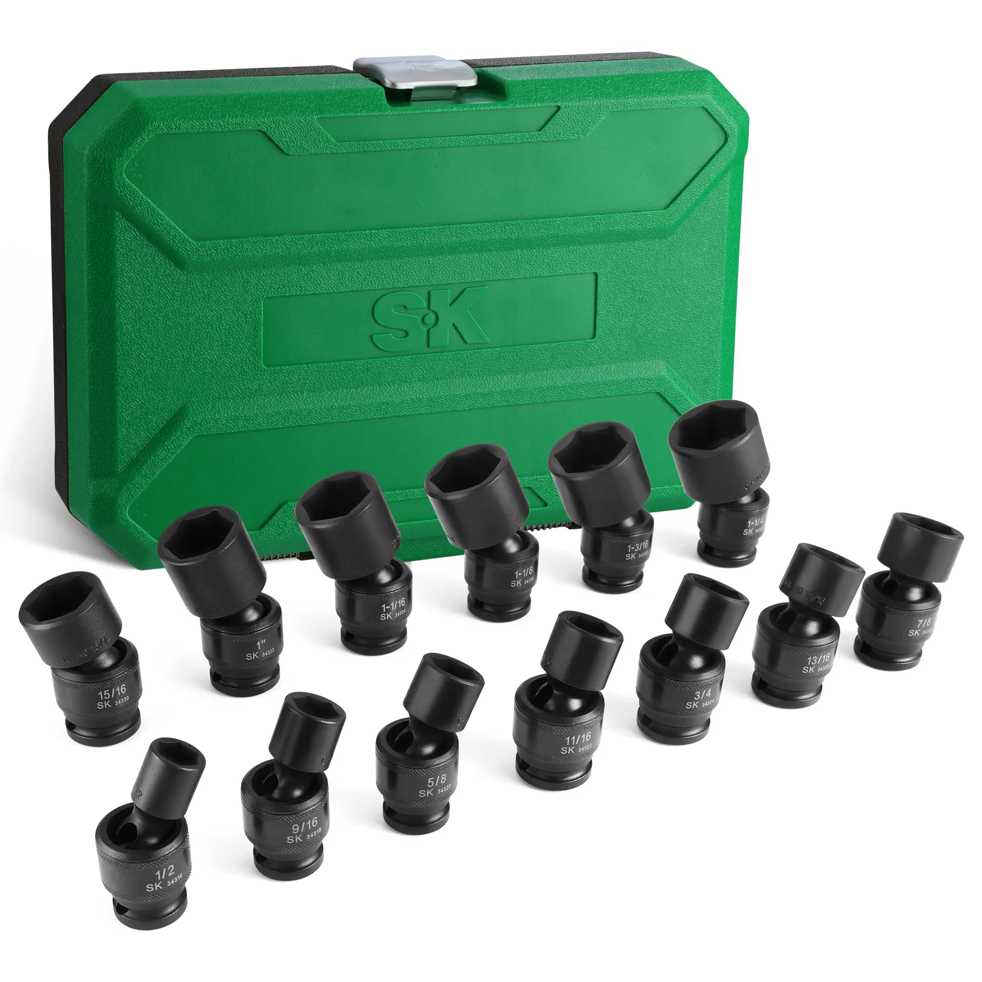 #fathersdaygift SK Drive Universal Swivel Impact Socket Set, Premium CR-MO Steel, SureGrip 6 Point Design, with Storage Case