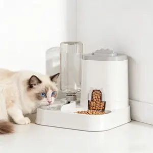 Automatic Feeding and Water Dispenser, Automatic Water Feeder for Dogs and Cats, Gravity Water Supply, Wet Dry Separation, No Battery Needed, Easy Clean Durable