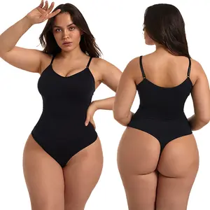SisSculpt Seamless Body Shaper High Waist Tummy Control Butt Lift Plus Size Thong/String Style Full Body Sculpting Adjustable Straps Elegant U-Neckline