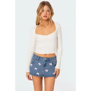 Misty Scoop Neck Ribbed Top