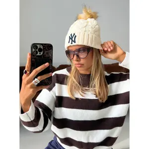 New York Yankees Knit Beanie Cream
