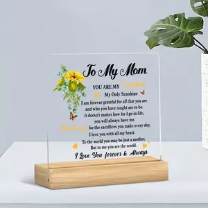 Mother's Day Memorial Gift, You Are My Sunshine Acrylic Decor Plaque, Sunflower Butterfly Design for Mom, Perfect Birthday or Mother's Day Present, Home Decor Products