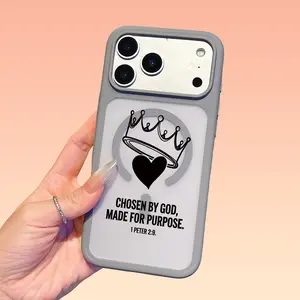 Crown and Love Pattern Thick Silky-Touch Magnetic Phone Case for iPhone 17 Pro Max 17Air 16 Plus 15 14 13 12 Compatible with Magsafe Shockproof Protect Smartphone Casing Cover