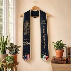 Mexico Graduation Stole 2026 – Floral Pattern Sash & Custom Name School Printed & Cultural Senior Graduation Gift