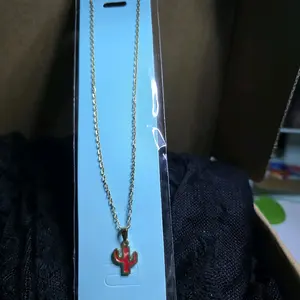 Red Cactus Necklace on Gold Chain