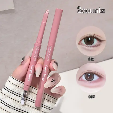 Two-Pack Glowy Highlighter & Shadow Stick Waterproof Oil proof Long-Lasting High Shine Longwear Highlighter Makeup Non-Smudge Dual Ended Pen for Natural Look