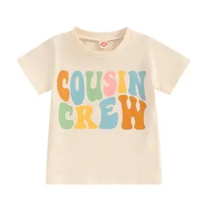 Toddler Baby Boy Girl Summer Tops Casual Round Neck Short Sleeve Letter Print T-Shirt Toddler Kids Summer Clothes Outfits