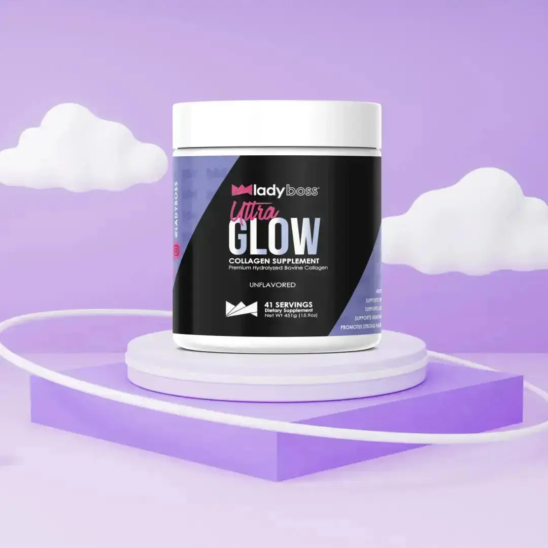 LadyBoss Ultra GLOW Collagen Peptides Powder - Unflavored, Hair Skin & Nail Support, 41 Servings
