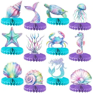 Birthday Party Centerpieces 12-Pack - Unique Under the Sea Themed Table Decorations for Girls Mermaid Theme Party Supplies