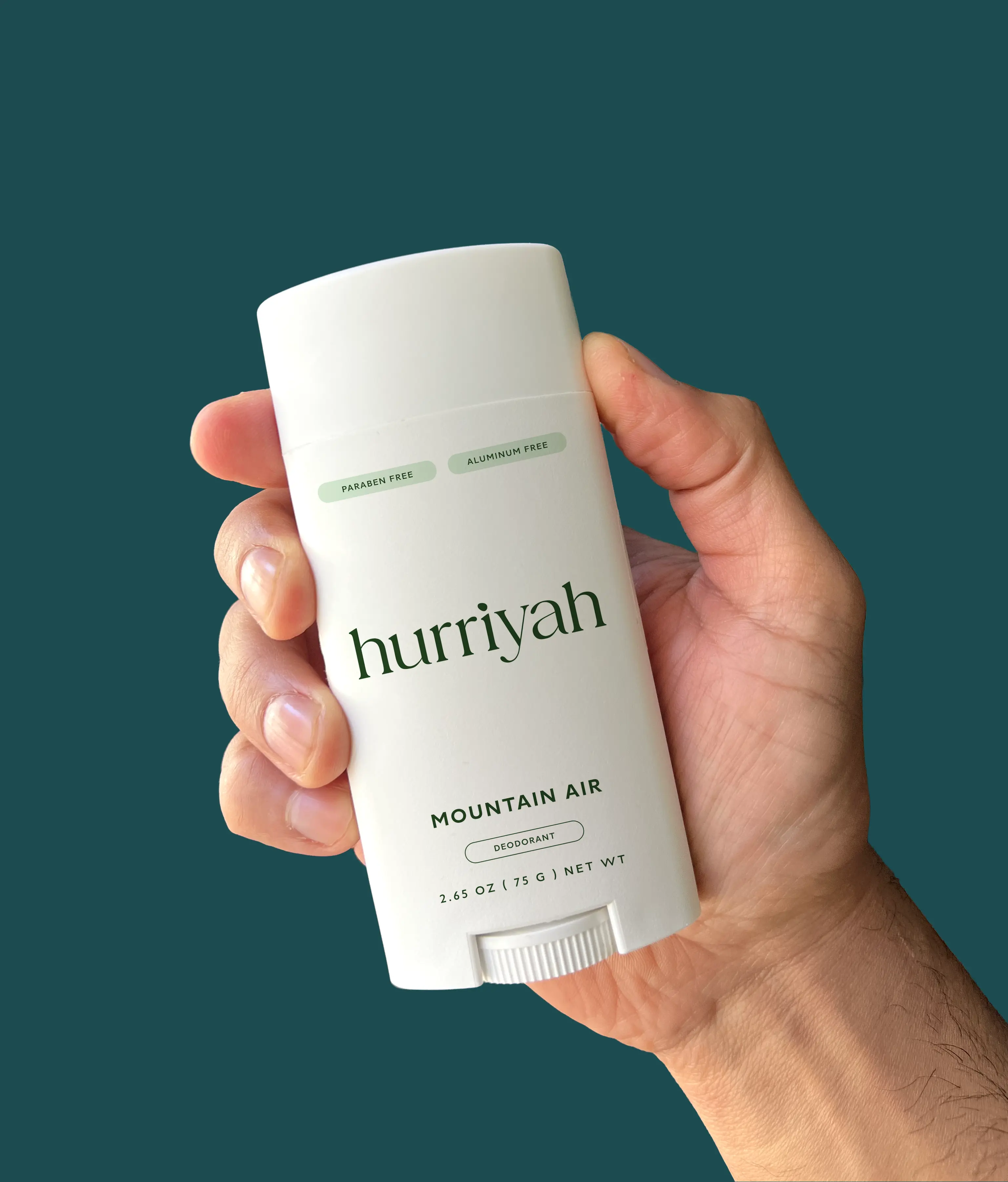 Hurriyah Mountain Air Natural Deodorant for Men & Women, Aluminum Free, All-Day Odor Protection, Probiotic + Hyaluronic Acid, Vegan & Cruelty-Free, Clean Alpine Fresh Scent, EcoSmart Tube, 2.65 oz