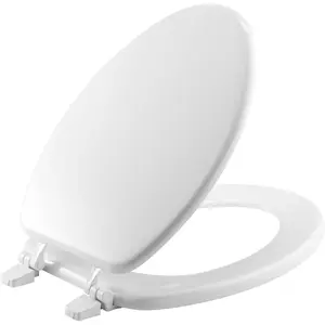 Elongated Enameled Wood Toilet Seat in White Elongated Enameled Wood Toilet Seat in White