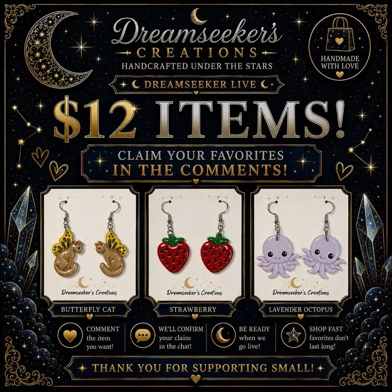 Handmade Polymer Clay Earrings with Nickel-Free metal by Dreamseeker’s Creations.