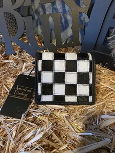 WALLET BLACK LEATHER WHITE COWHIDE